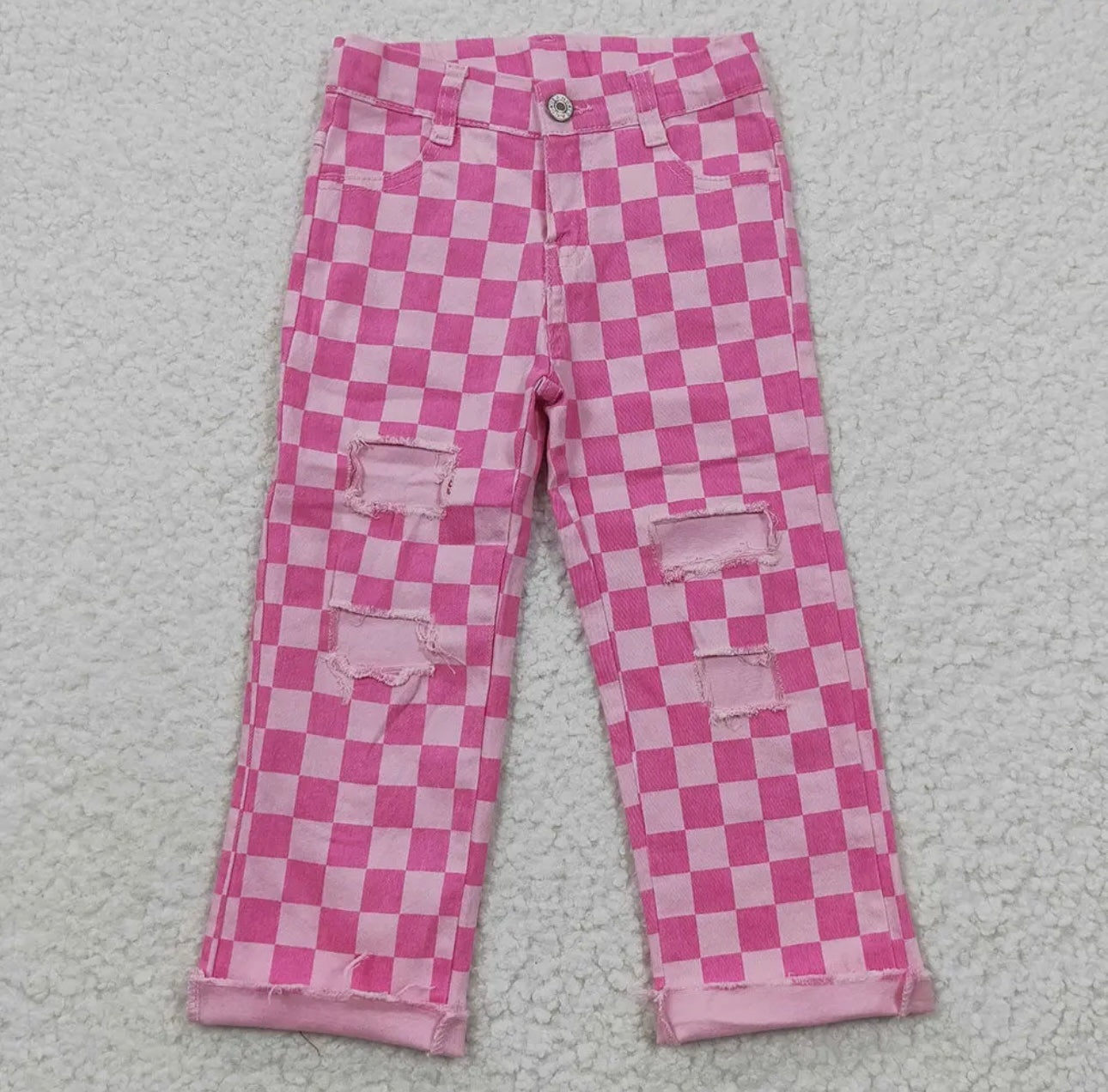 Pink Checkered Jeans