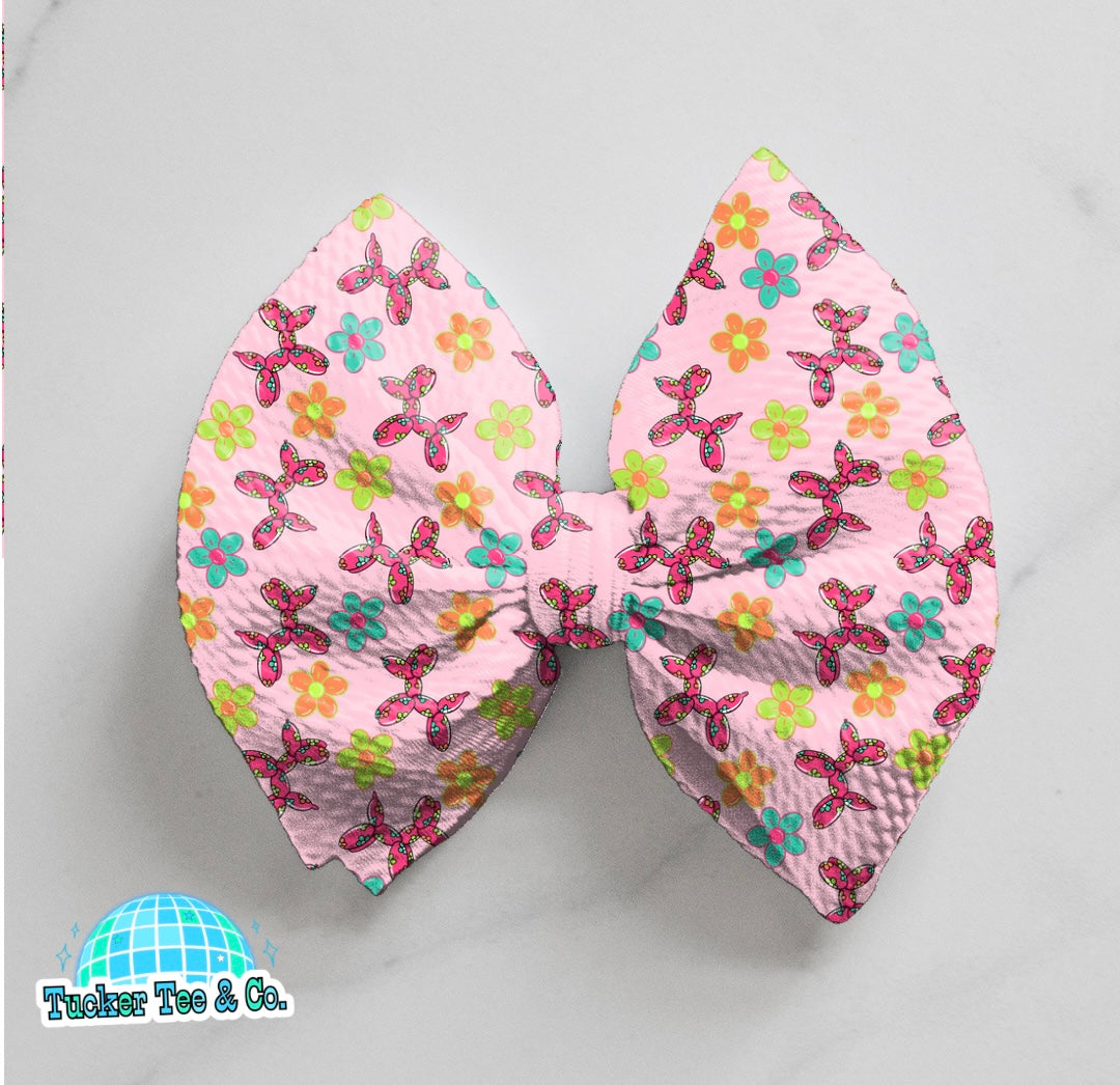 Flower Balloon Dog Bow