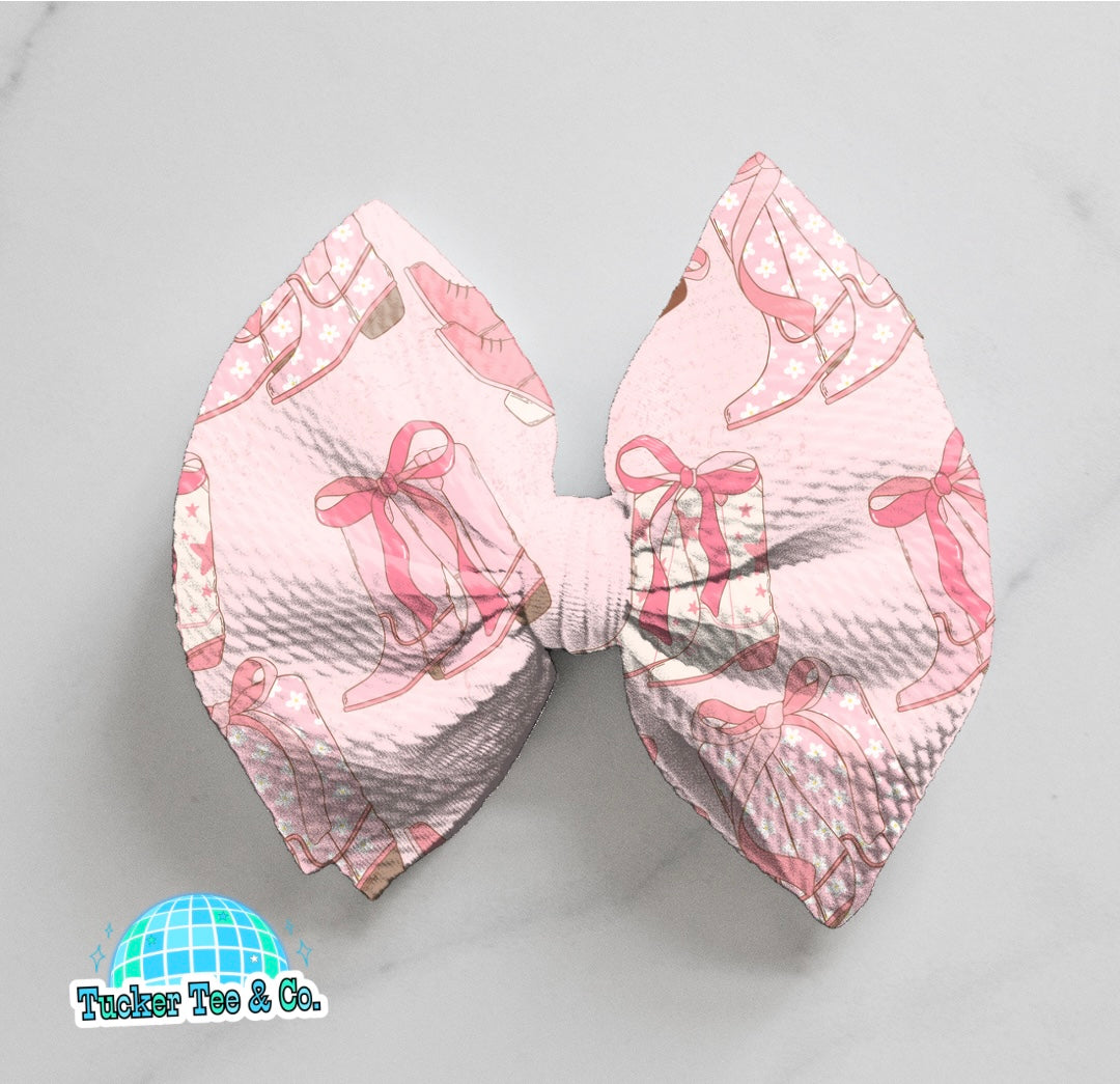 Pink Cowgirl Boots Bow