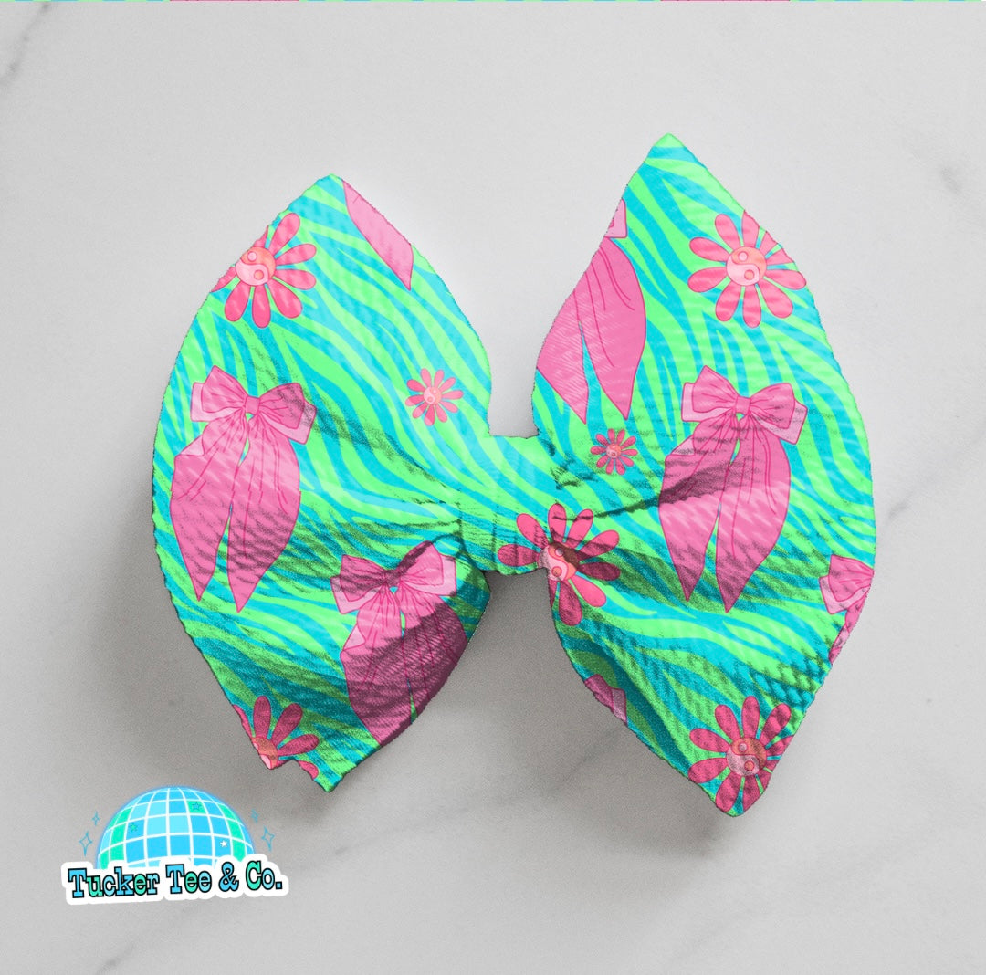 Zebra Pink Bows Bow