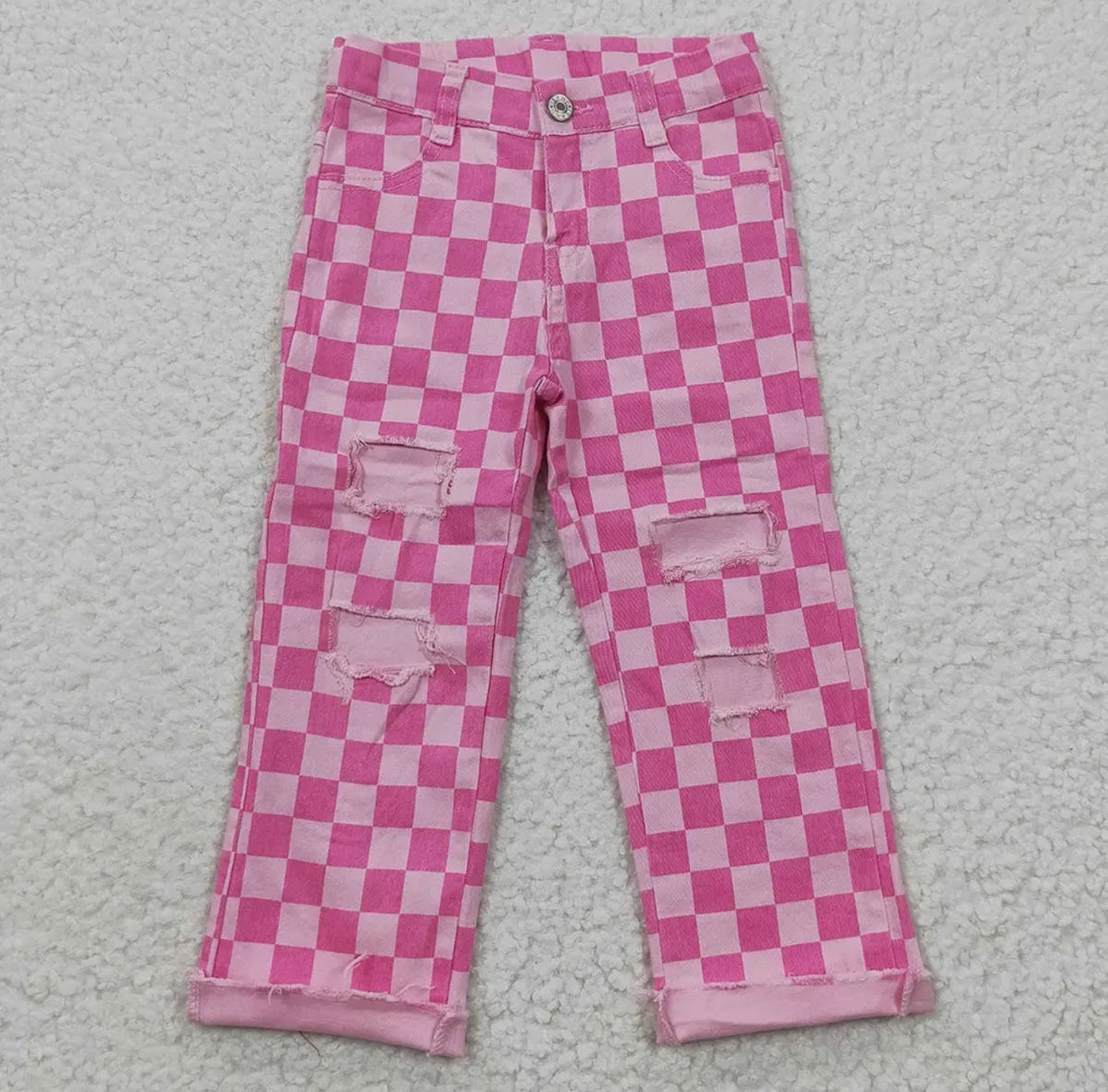 Pink Checkered Jeans