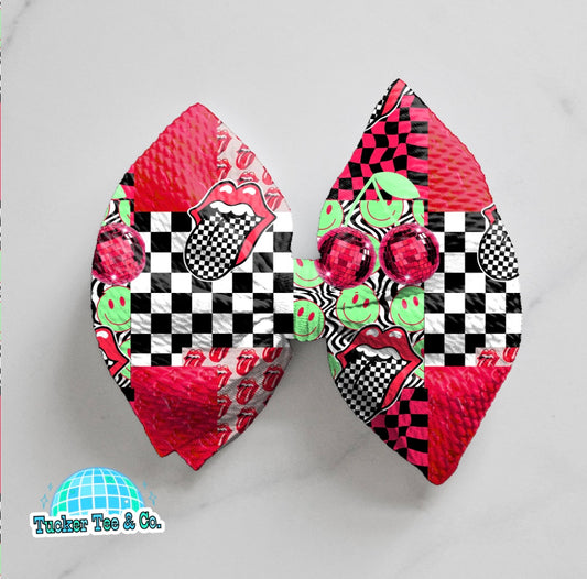 Red & Green Patchwork Bow