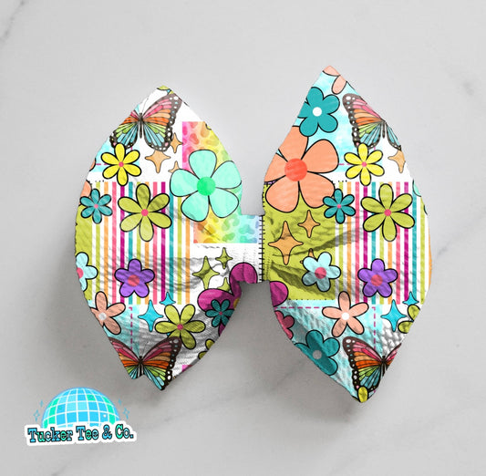 Floral Stripes Bow