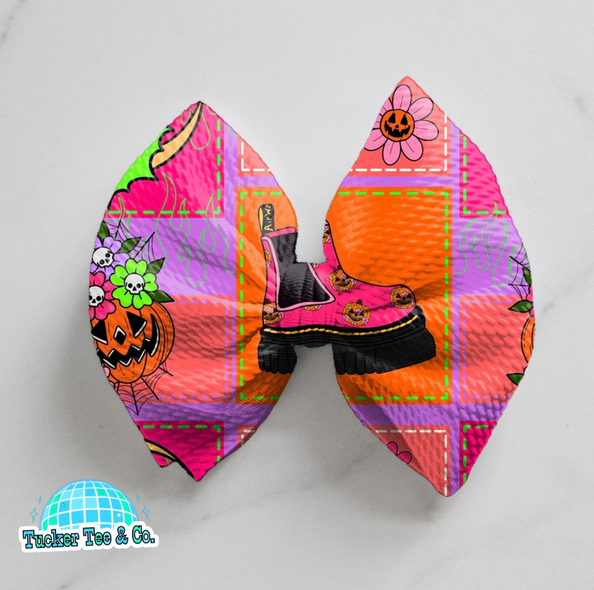 Pink Halloween Patchwork Bow