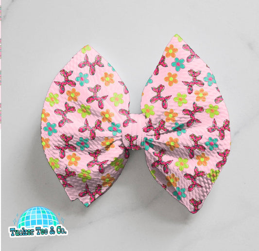 Flower Balloon Dog Bow