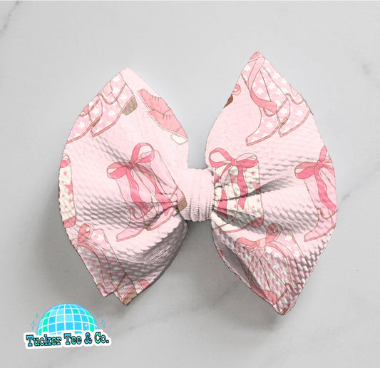 Pink Cowgirl Boots Bow