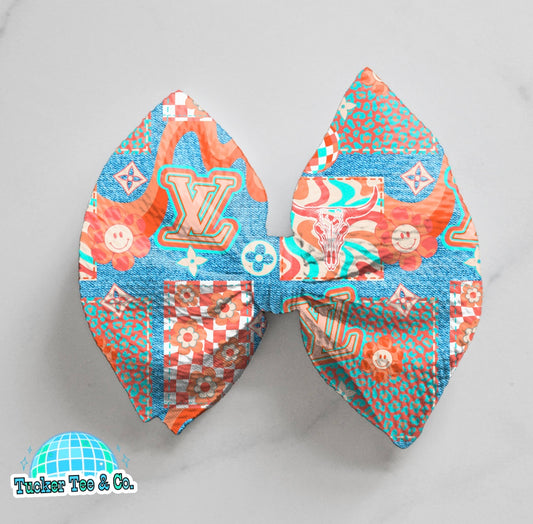Orange Boujee Patchwork Bow