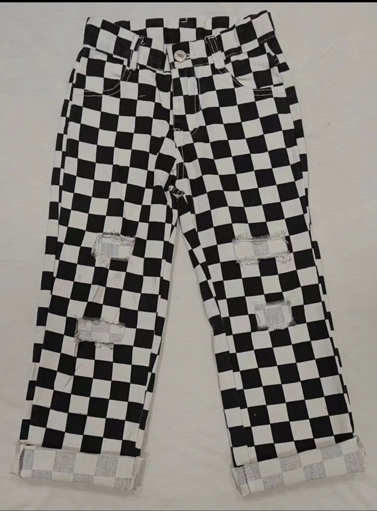 Black Checkered Jeans Unisex
