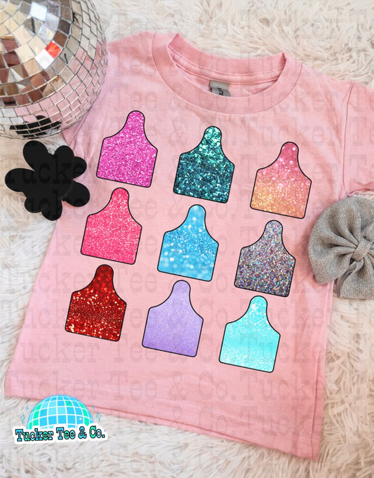 Glitter Cow Tags