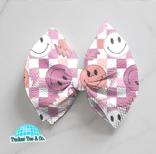 Pink Smiley Face Bow