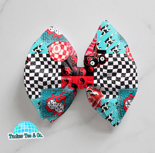 Red & Blue Patchwork Bow