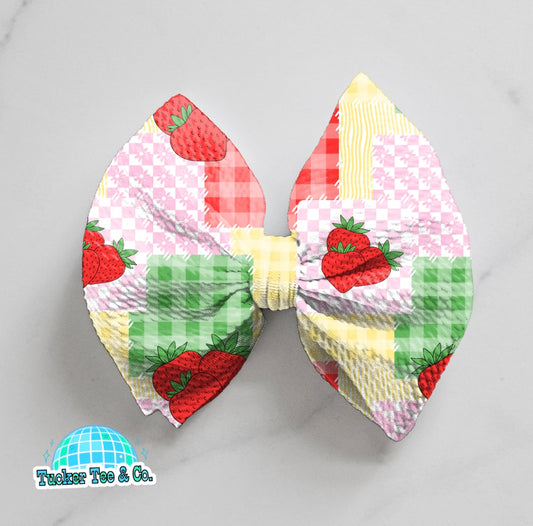 Strawberry Patchwork Bow