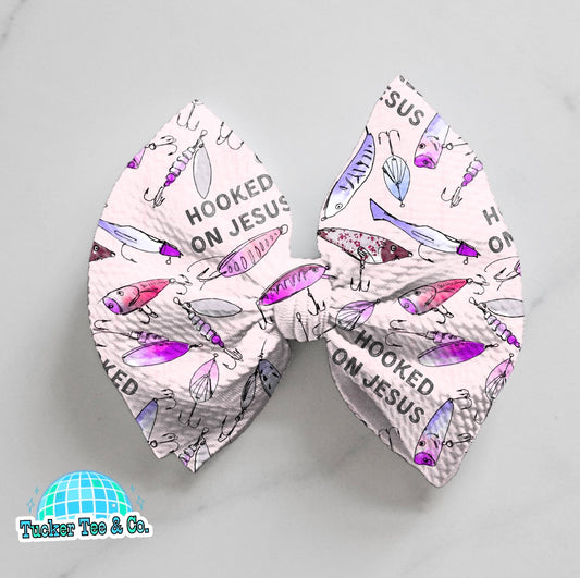 Pink Hooked On Jesus Bow