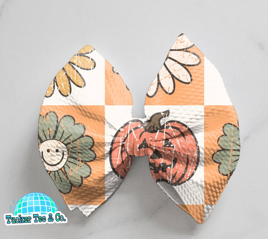Pumpkin & Flowers Bow