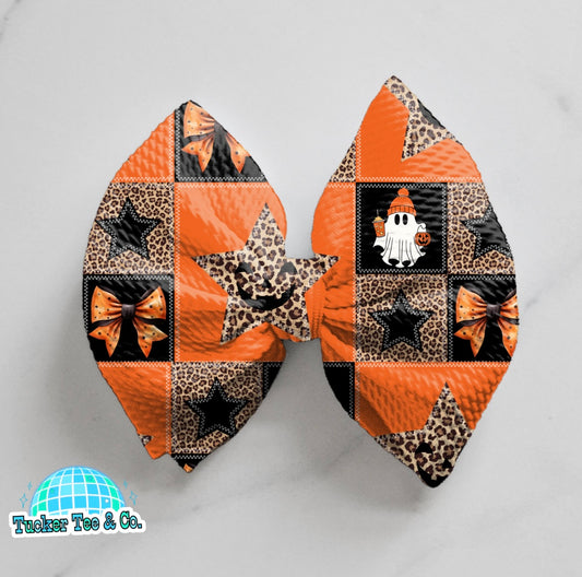 Orange Fall Patchwork Bow