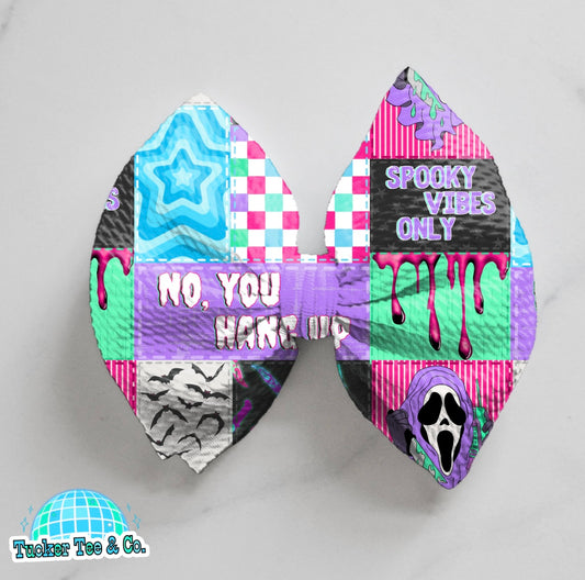 Spooky Vibes Only Patchwork Bow
