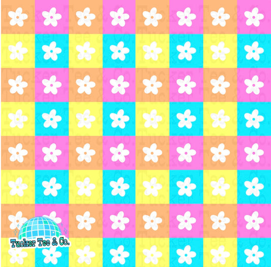 Neon Plaid Flowers